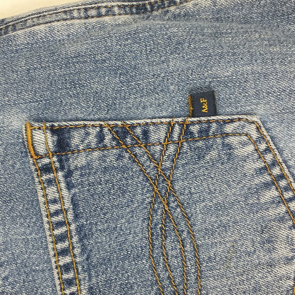 Vintage Abercrombie & Fitch Mini Skirt 2 Denim Blue Jean Cut Off Distressed Y2K - Picture 9 of 12